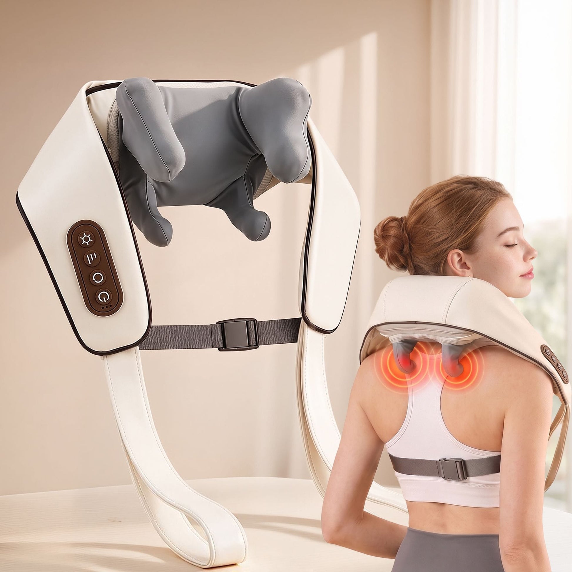 Livemor Health & Beauty > Massage & Relaxation > Massagers Livemor Neck Massager with Heat Pillow Shiatsu Shoulder Back Massager Pain Relief Tissue Kneading