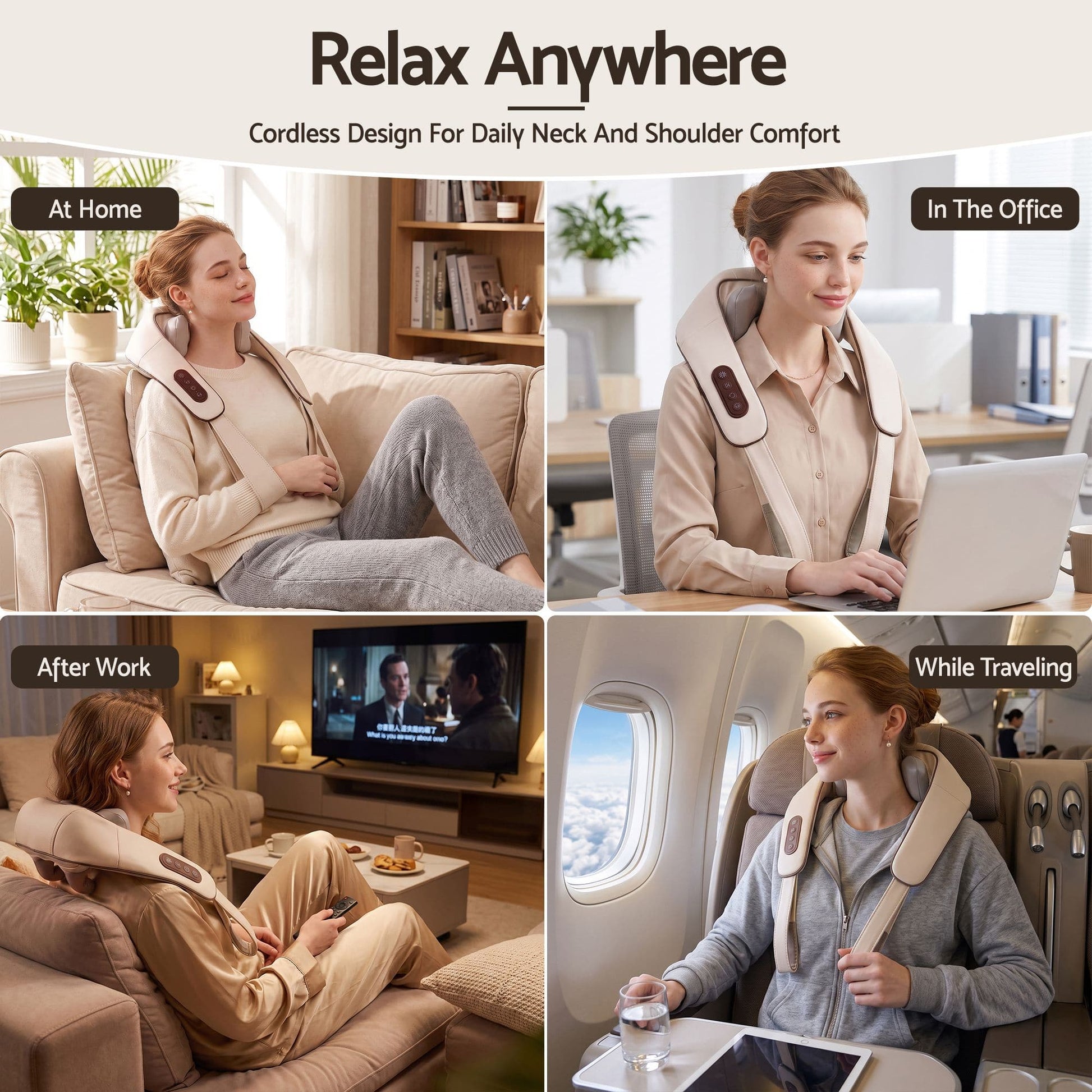 Livemor Health & Beauty > Massage & Relaxation > Massagers Livemor Neck Massager with Heat Pillow Shiatsu Shoulder Back Massager Pain Relief Tissue Kneading