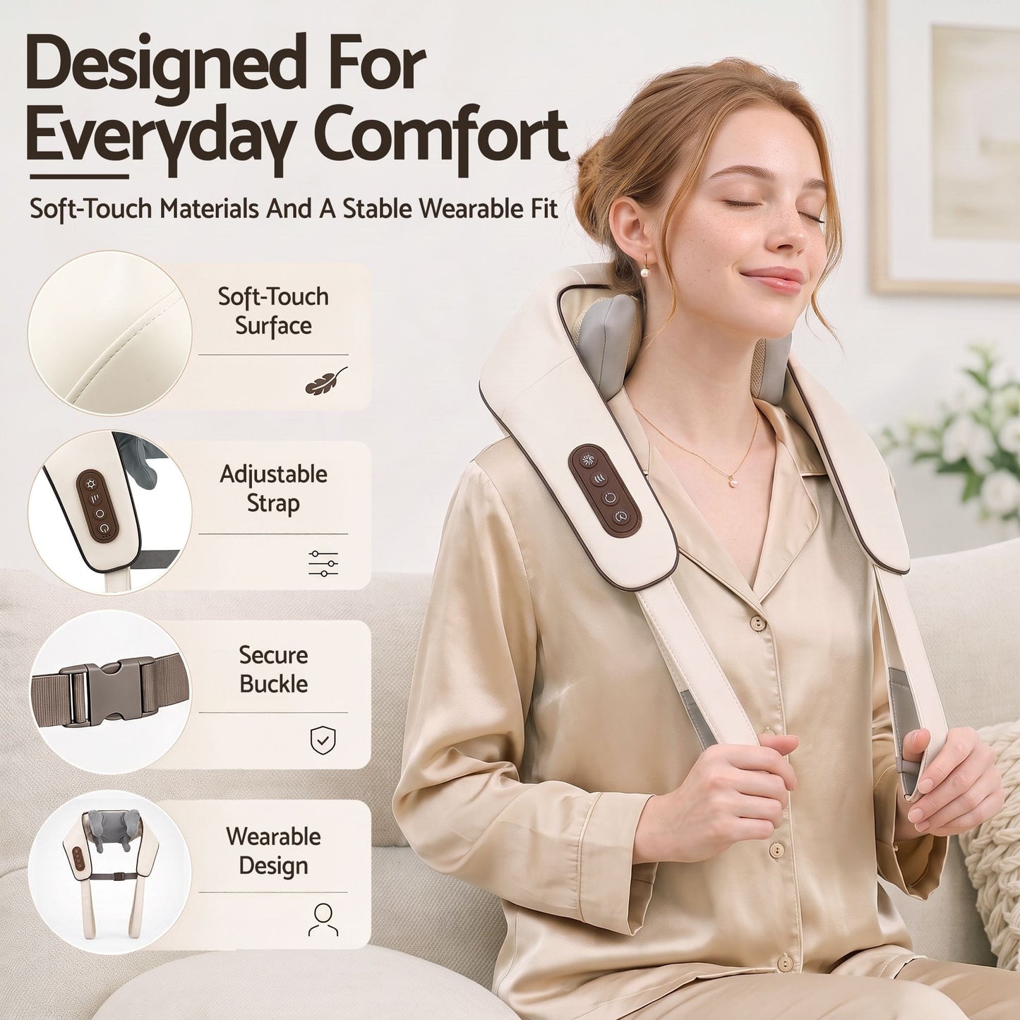 Livemor Health & Beauty > Massage & Relaxation > Massagers Livemor Neck Massager with Heat Pillow Shiatsu Shoulder Back Massager Pain Relief Tissue Kneading