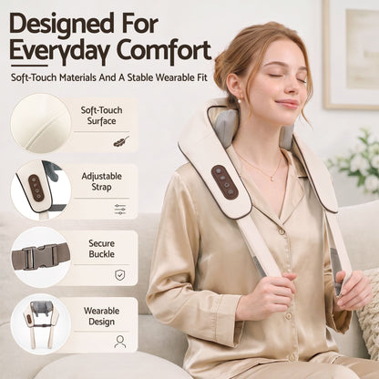 Livemor Health & Beauty > Massage & Relaxation > Massagers Livemor Neck Massager with Heat Pillow Shiatsu Shoulder Back Massager Pain Relief Tissue Kneading