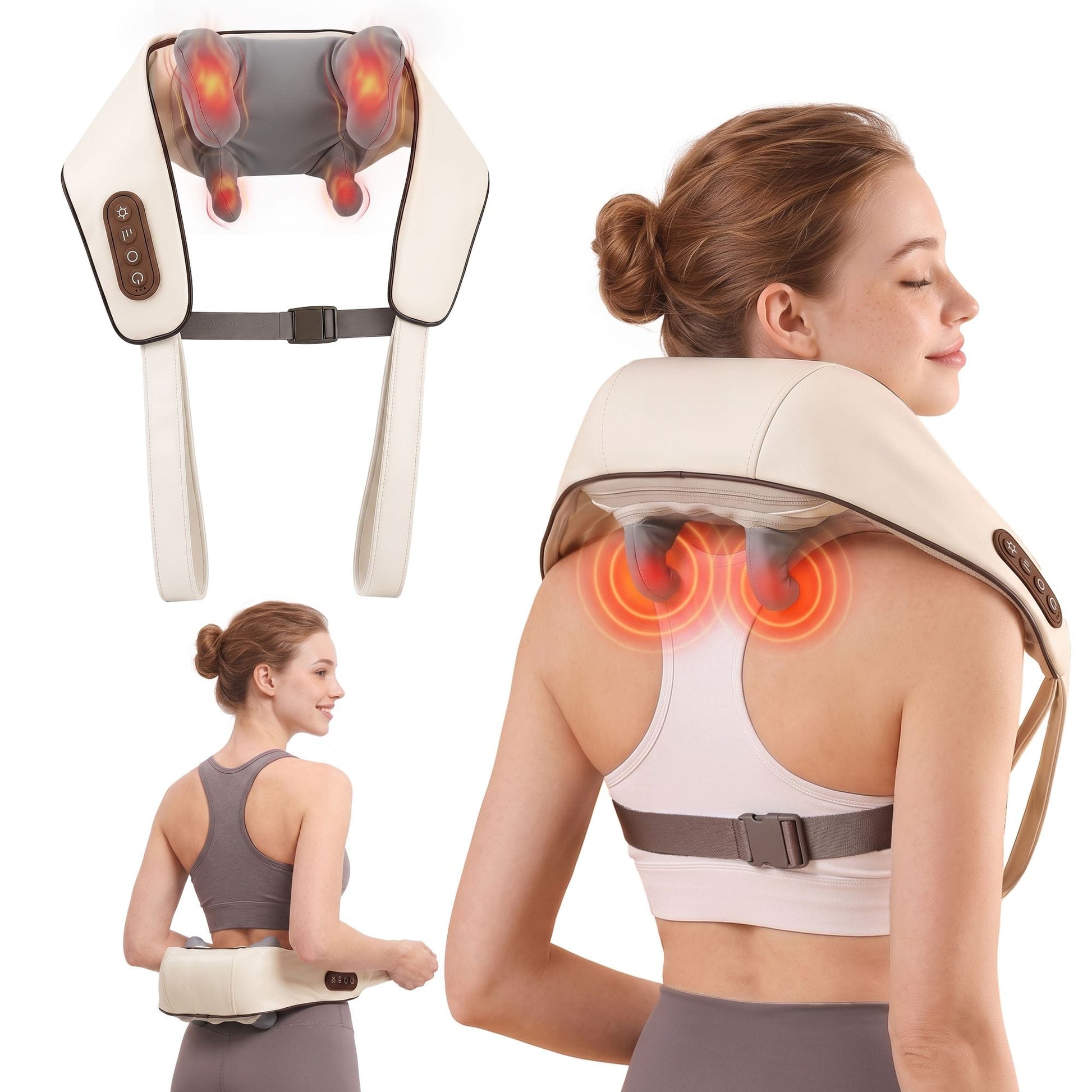 Livemor Health & Beauty > Massage & Relaxation > Massagers Livemor Neck Massager with Heat Pillow Shiatsu Shoulder Back Massager Pain Relief Tissue Kneading