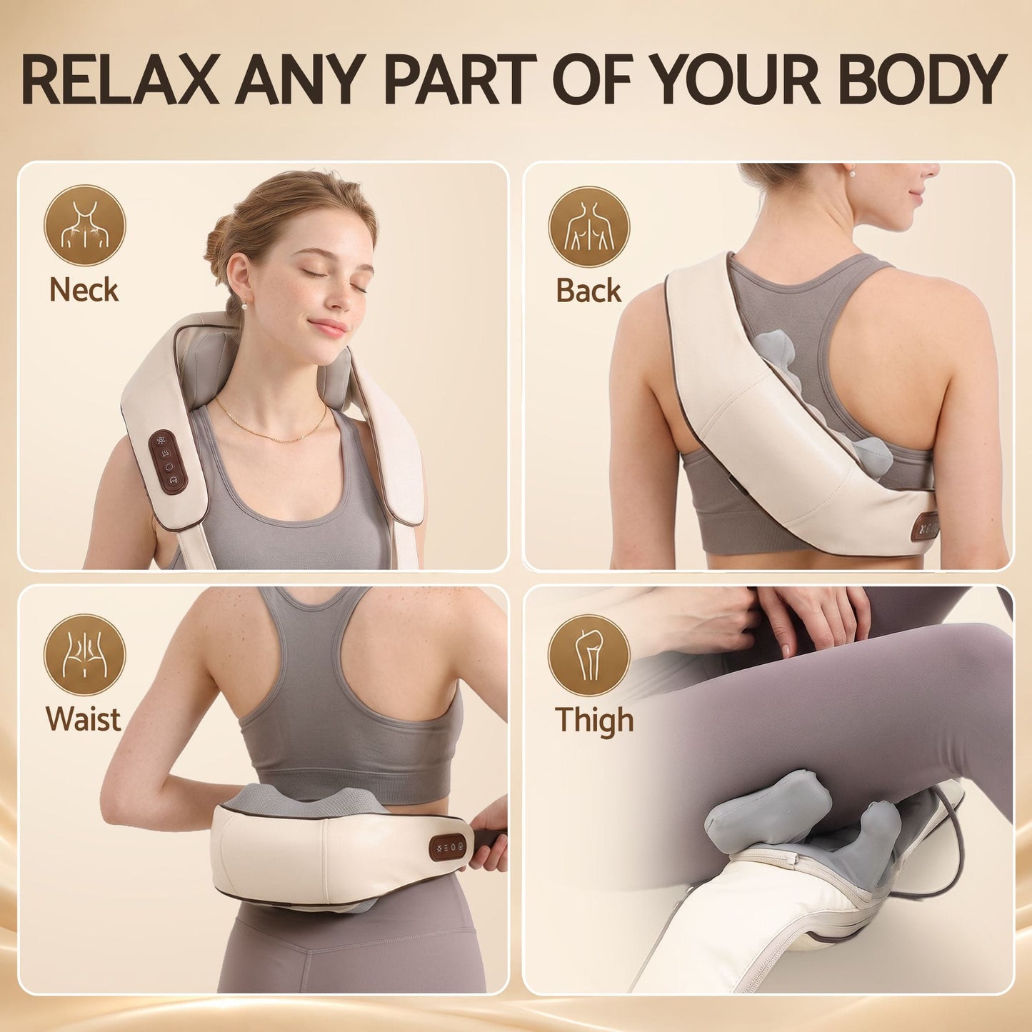 Livemor Health & Beauty > Massage & Relaxation > Massagers Livemor Neck Massager with Heat Pillow Shiatsu Shoulder Back Massager Pain Relief Tissue Kneading