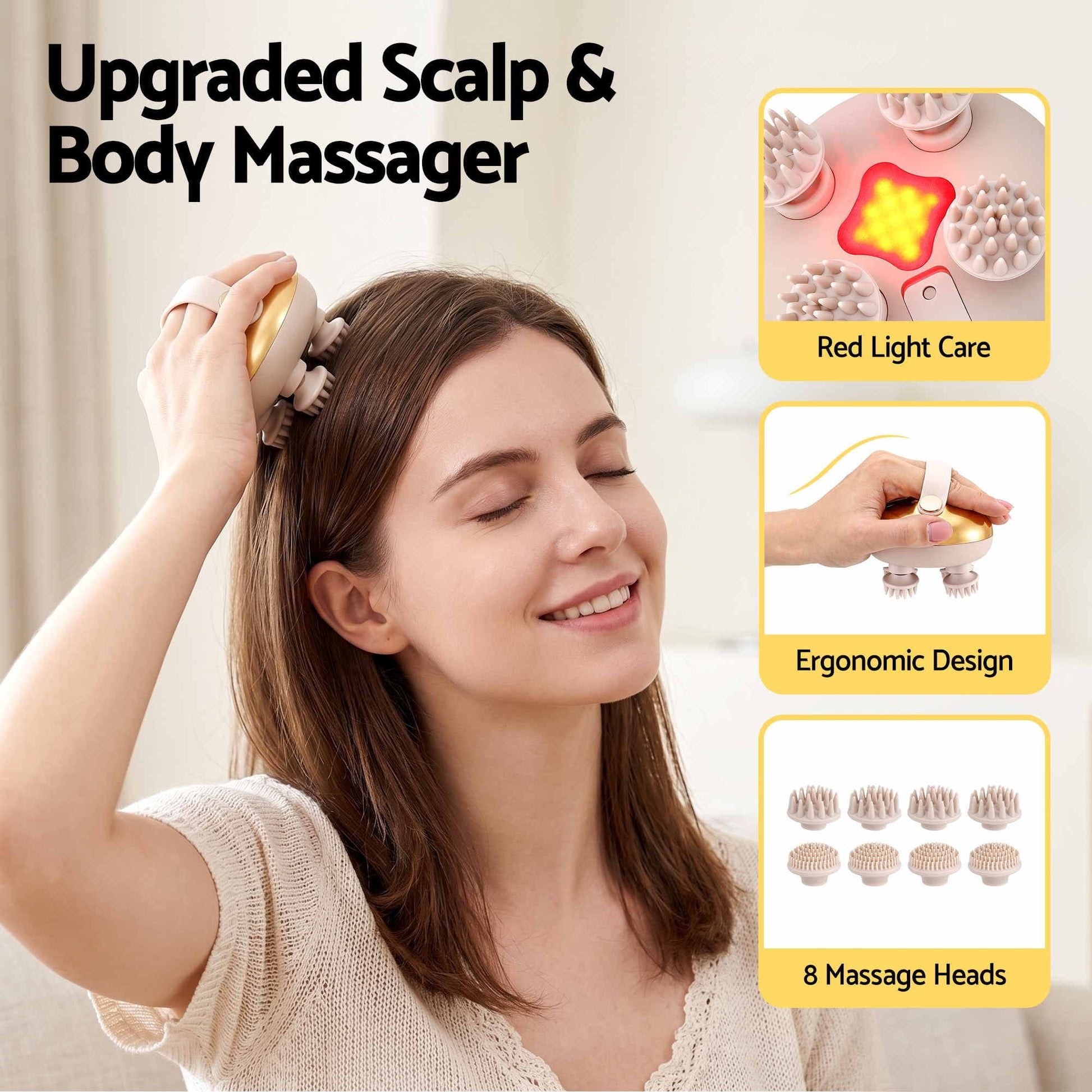 Livemor Health & Beauty > Massage & Relaxation > Massagers Livemor Scalp Massager Kneading Head Massager Scalp Stress Relax Portable Rechargeable Hair Massager Shower Massage Waterproof Cat Massager Scratcher, Gift for Mom Dad