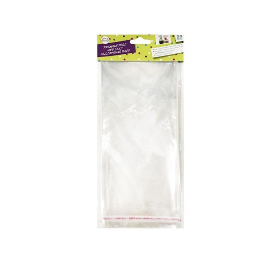 Made 2 Party 50pcs Clear Peel Self Sealable Adhesive Cello Cellophane Resealable Plastic Bags