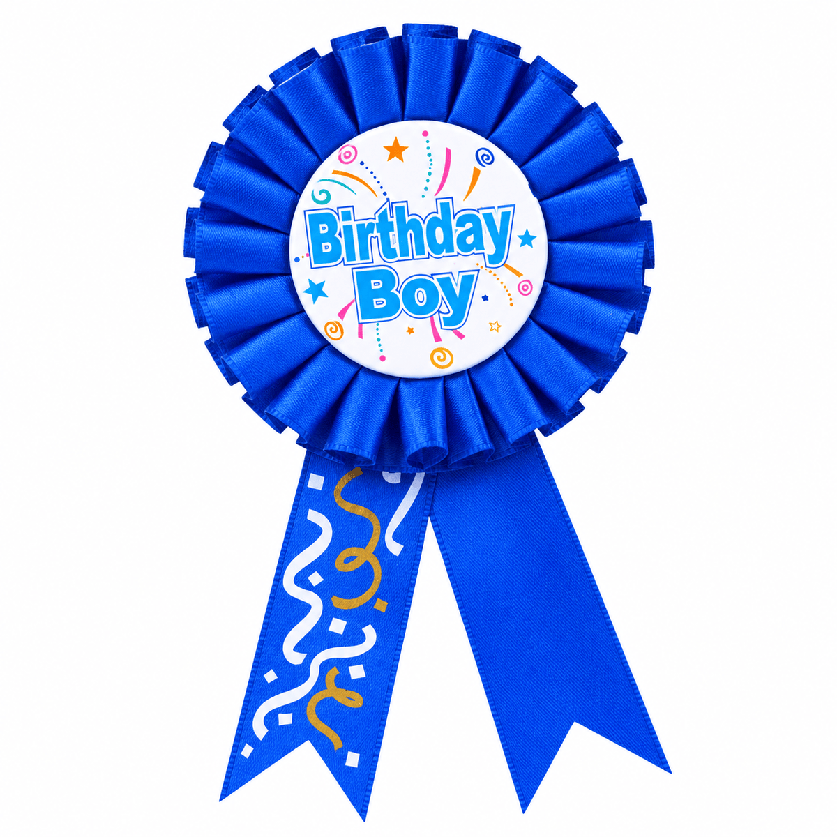 Made 2 Party Badge Happy Birthday Badge Boy Blue Ribbon Safety Pin Party