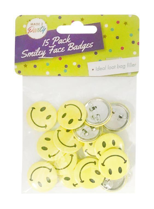 Made 2 Party Button Pin Mini Small Yellow Smiley Face Pin Badge Birthday Party Loot Happy Bag Button