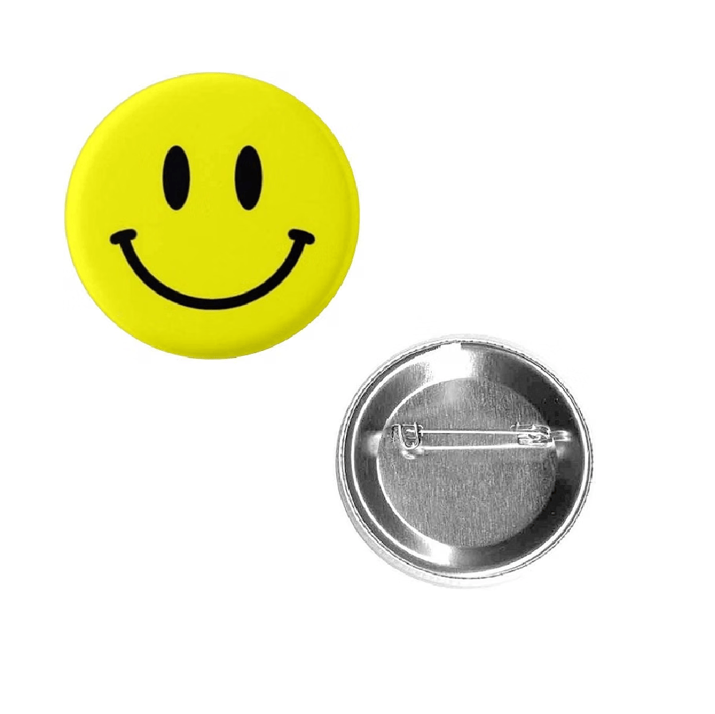 Made 2 Party Button Pin Mini Small Yellow Smiley Face Pin Badge Birthday Party Loot Happy Bag Button
