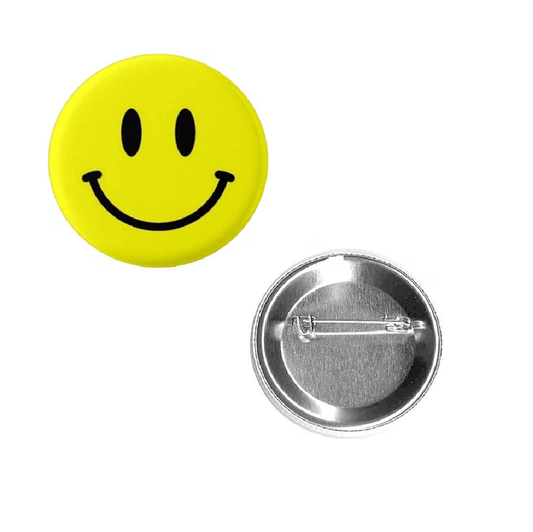Made 2 Party Button Pin Mini Small Yellow Smiley Face Pin Badge Birthday Party Loot Happy Bag Button