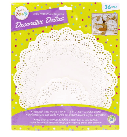 Made 2 party Doilies Vintage Paper Doilies Bulk Lot 54 Assorted Round White Lace Wedding Trays NEW