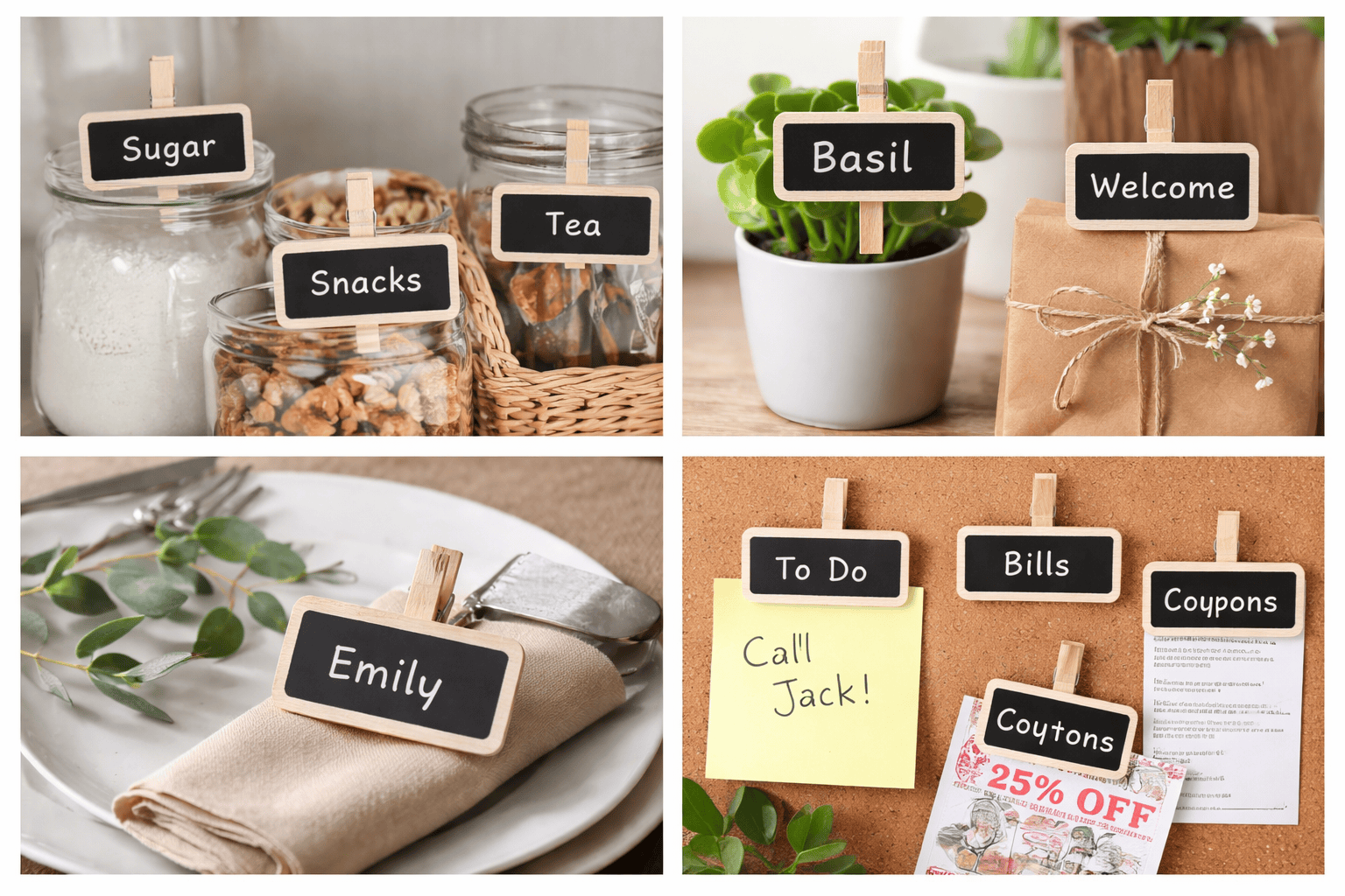 Made 2 Party Mini boards 12Pcs Mini Message Blackboard Pegs Chalkboard Wood Craft Clips Vintage Retro Kids
