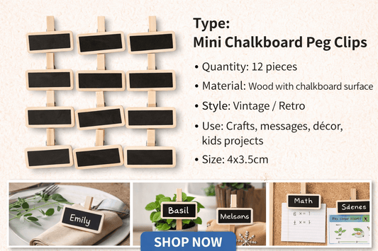Made 2 Party Mini boards 12Pcs Mini Message Blackboard Pegs Chalkboard Wood Craft Clips Vintage Retro Kids