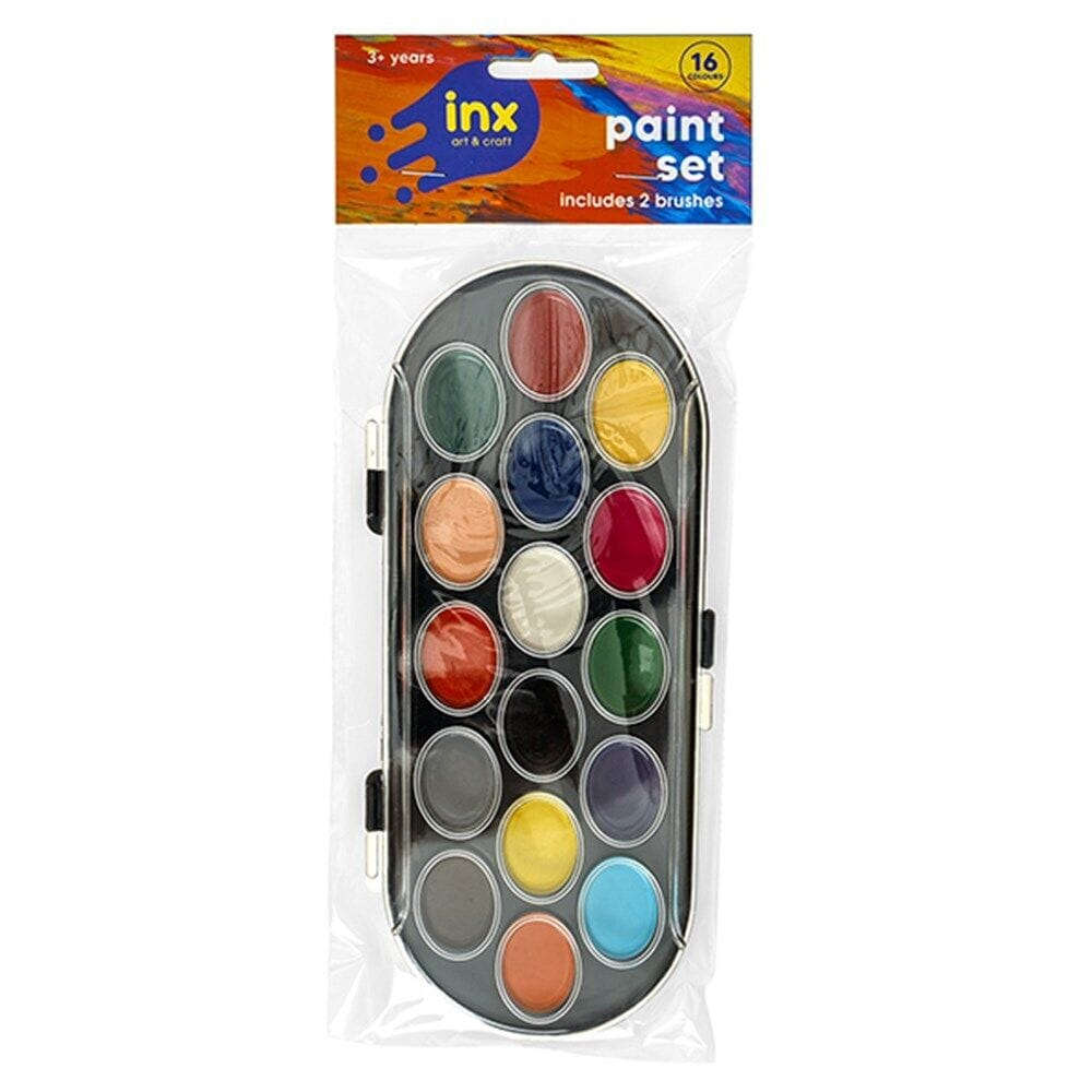 Made 2 Party Painting Kit 16 Water Colors Paint Palette Case Box Watercolour set With 2 Brush