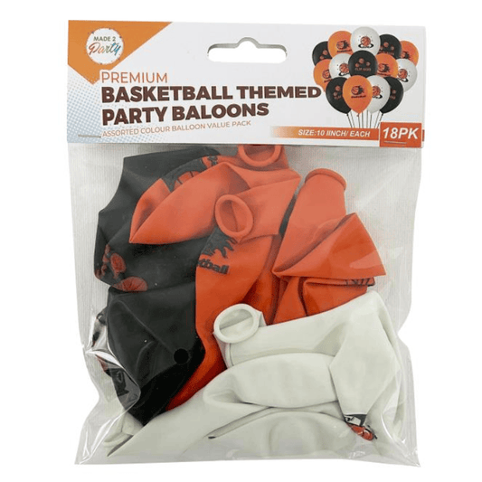 Made 2 Party Party Supplies 18PK Premium Basket Ball Themed Party Assorted Colour Balloons 10" Diameter