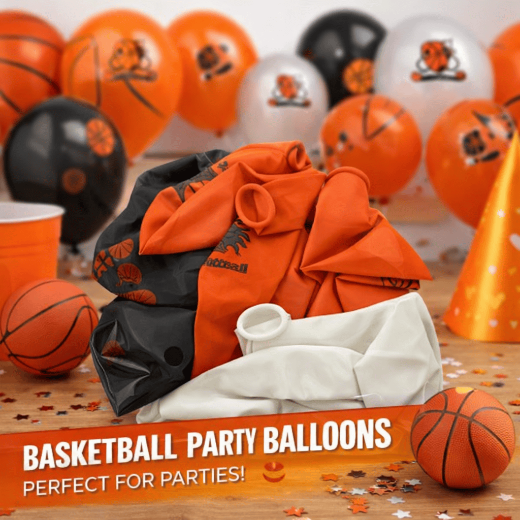 Made 2 Party Party Supplies 18PK Premium Basket Ball Themed Party Assorted Colour Balloons 10" Diameter