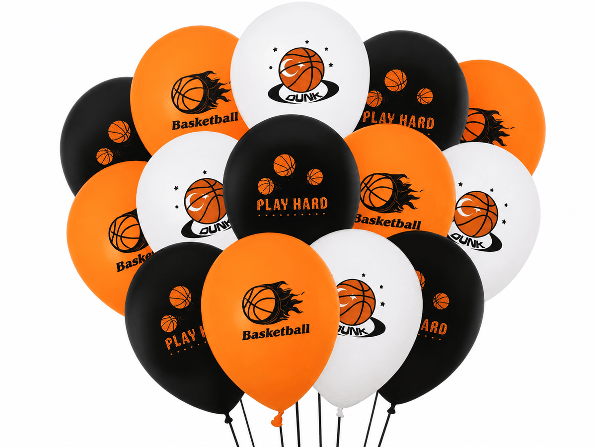 Made 2 Party Party Supplies 18PK Premium Basket Ball Themed Party Assorted Colour Balloons 10" Diameter