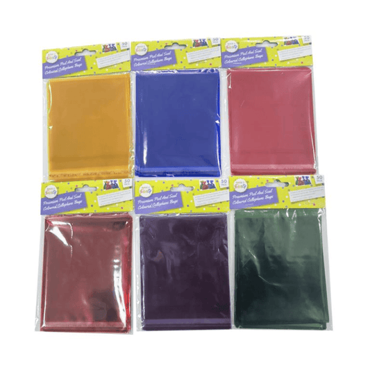 Made2Party 50x Coloured Peel and Seal Cellophane Cello Bag 13X11cm Party Gift Self-adhesive