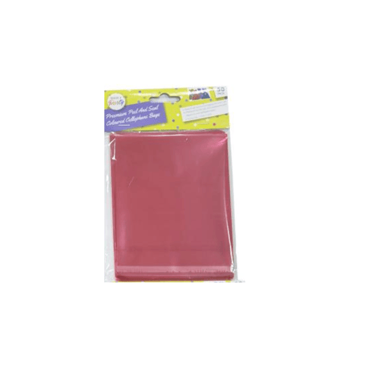 Made2Party Red 50x Coloured Peel and Seal Cellophane Cello Bag 13X11cm Party Gift Self-adhesive