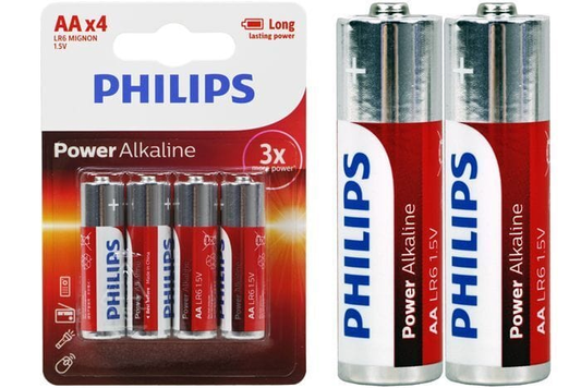 Philips Batteries 4pcs Genuine Philips AA Long Life Alkaline Battery 1.5V Batteries 3x More Power