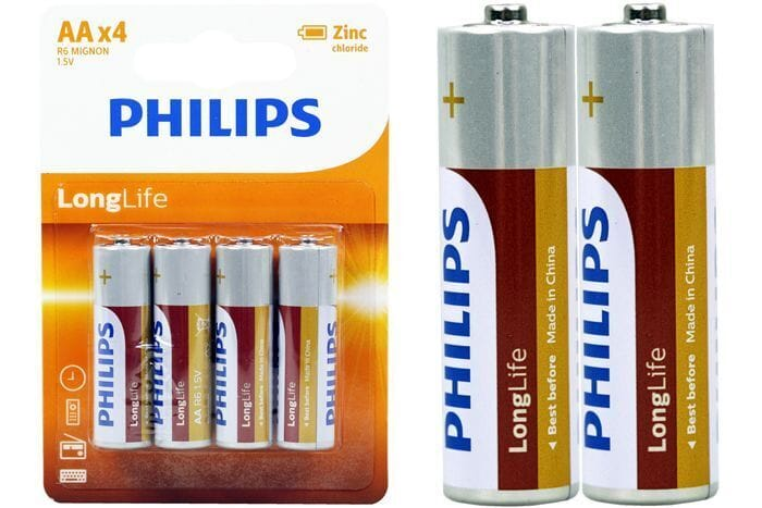 Philips Batteries 4pcs Genuine Philips AA Long Life Zinc Battery 1.5V Batteries 3x More Power