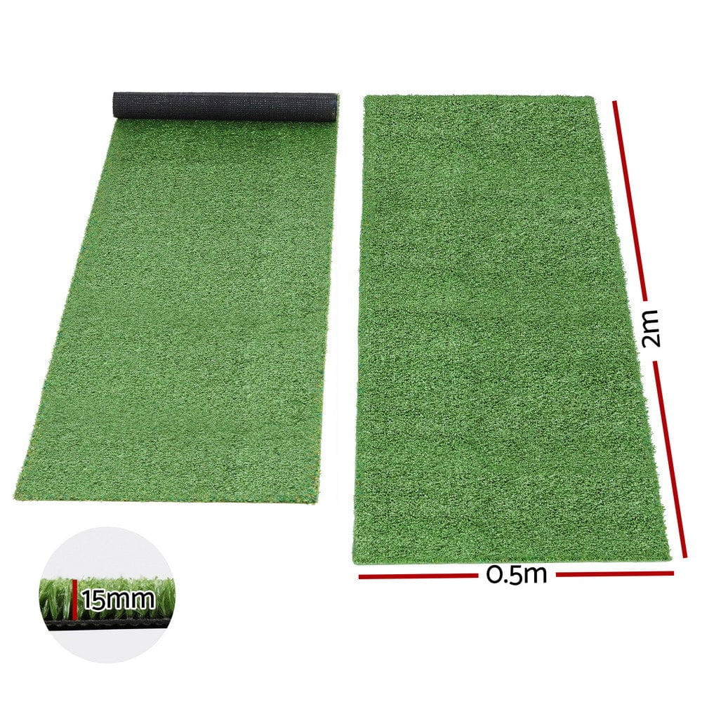 Prime Turf Home & Garden > Artificial Plants > Artificial Grass Prime Turf Artificial Grass Turf Rug Fake Grass 2 Rolls 15mm Height 50cm x 2m Indoor Outdoor Synthetic Grass Mat Carpet with Drainage Holes Plastic Plant