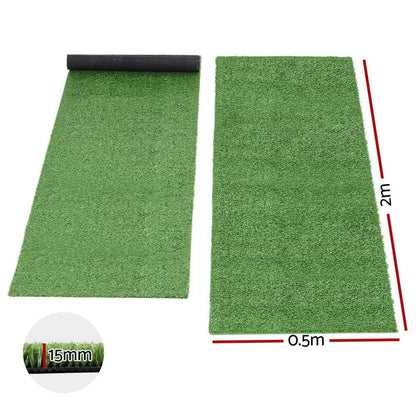 Prime Turf Home & Garden > Artificial Plants > Artificial Grass Prime Turf Artificial Grass Turf Rug Fake Grass 2 Rolls 15mm Height 50cm x 2m Indoor Outdoor Synthetic Grass Mat Carpet with Drainage Holes Plastic Plant