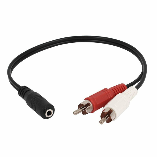 RCA 3.5mm Female To 2 RCA Male Aux Auxiliary Sound Stereo Audio Adapter Cable