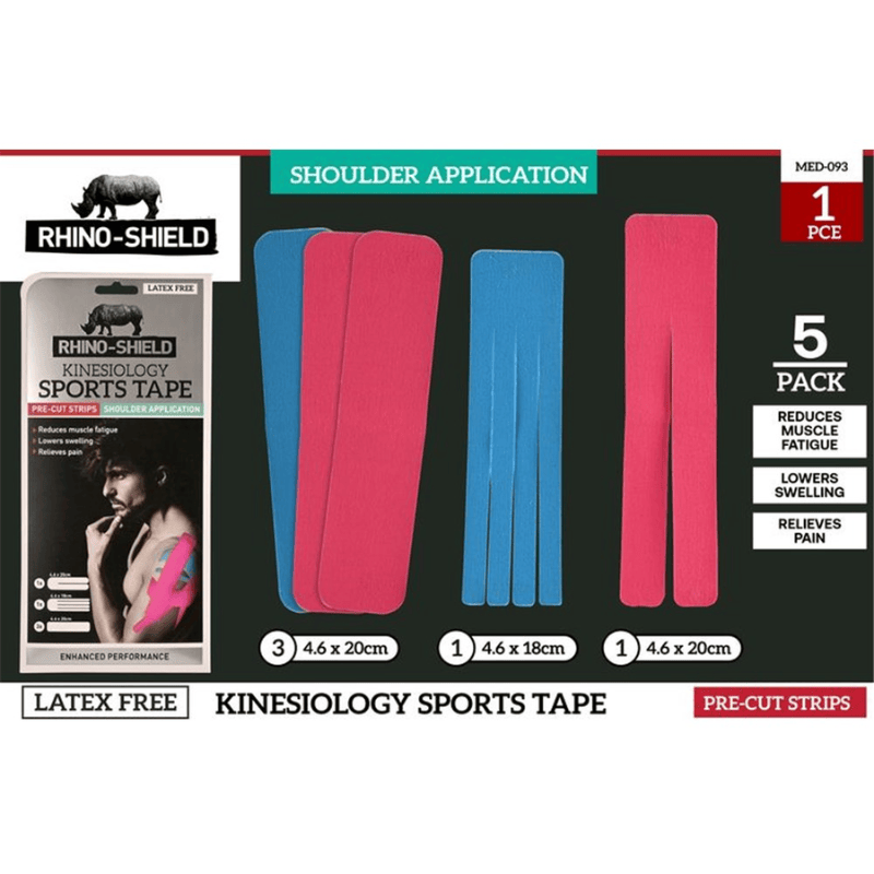 Rhino-shield 5x Shoulder Pre-cut Sport Tape Assorted Size Kinesiology Strips Application