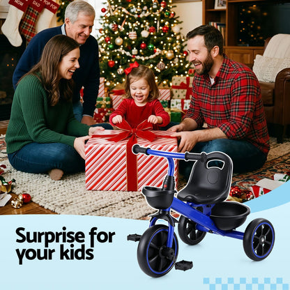 Rigo Baby & Kids > Ride On Cars, Go-karts & Bikes > Bikes & Scooters RIGO Tricycle Bike, Kids Bike with 3 wheels, basket Carbon Steel 68cm Blue