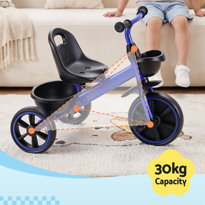 Rigo Baby & Kids > Ride On Cars, Go-karts & Bikes > Bikes & Scooters RIGO Tricycle Bike, Kids Bike with 3 wheels, basket Carbon Steel 68cm Blue