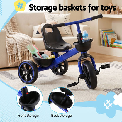 Rigo Baby & Kids > Ride On Cars, Go-karts & Bikes > Bikes & Scooters RIGO Tricycle Bike, Kids Bike with 3 wheels, basket Carbon Steel 68cm Blue