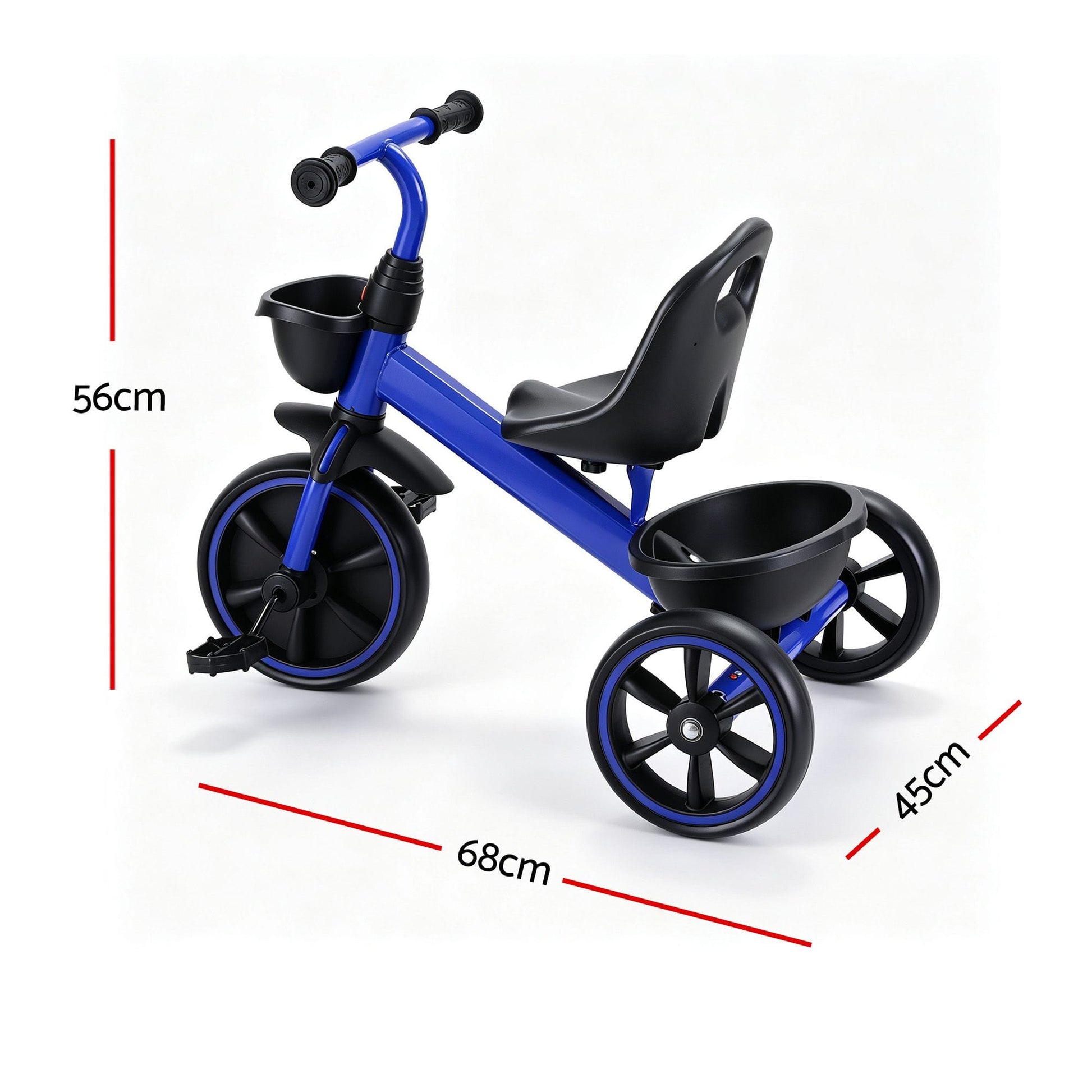 Rigo Baby & Kids > Ride On Cars, Go-karts & Bikes > Bikes & Scooters RIGO Tricycle Bike, Kids Bike with 3 wheels, basket Carbon Steel 68cm Blue