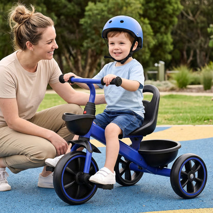 Rigo Baby & Kids > Ride On Cars, Go-karts & Bikes > Bikes & Scooters RIGO Tricycle Bike, Kids Bike with 3 wheels, basket Carbon Steel 68cm Blue
