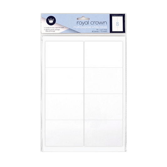 Royal Crown A4 Self Adhesive White Labels Inkjet Laser Copier Mailing Sticker Filing Storage