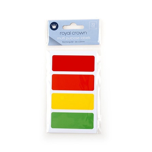 Royal crown Decal 72 Pcs Assorted Rectangle Colour Code Sticker Label coloured 66x25mm Tag Kitchen