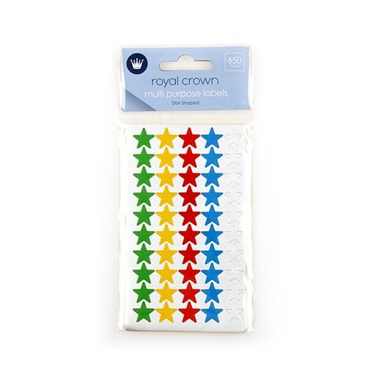 Royal Crown Sticker labels 650 Star School Reward STARS PEEL OFF STICKERS Christmas Cardmaking Craft