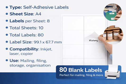 Royal Crown Sticker labels A4 Self Adhesive White Labels Inkjet Laser Copier Mailing Sticker Filing Storage