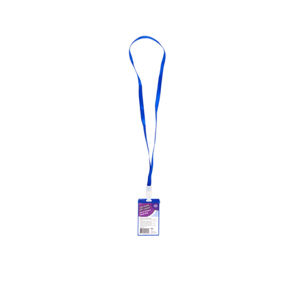 Vertical Plastic ID Card Holder Pouch Clear PVC With Lanyard Work Badge Lock Blue White Yellow