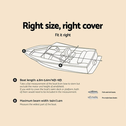 Seamanship Outdoor Recreation > Boating > Boating Accessories Seamanship 16-18.5ft Boat Cover Trailerable Marine Grade 600D
