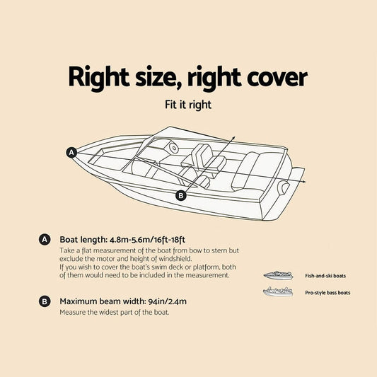 Seamanship Outdoor Recreation > Boating > Boating Accessories Seamanship 16-18.5ft Boat Cover Trailerable Marine Grade 600D