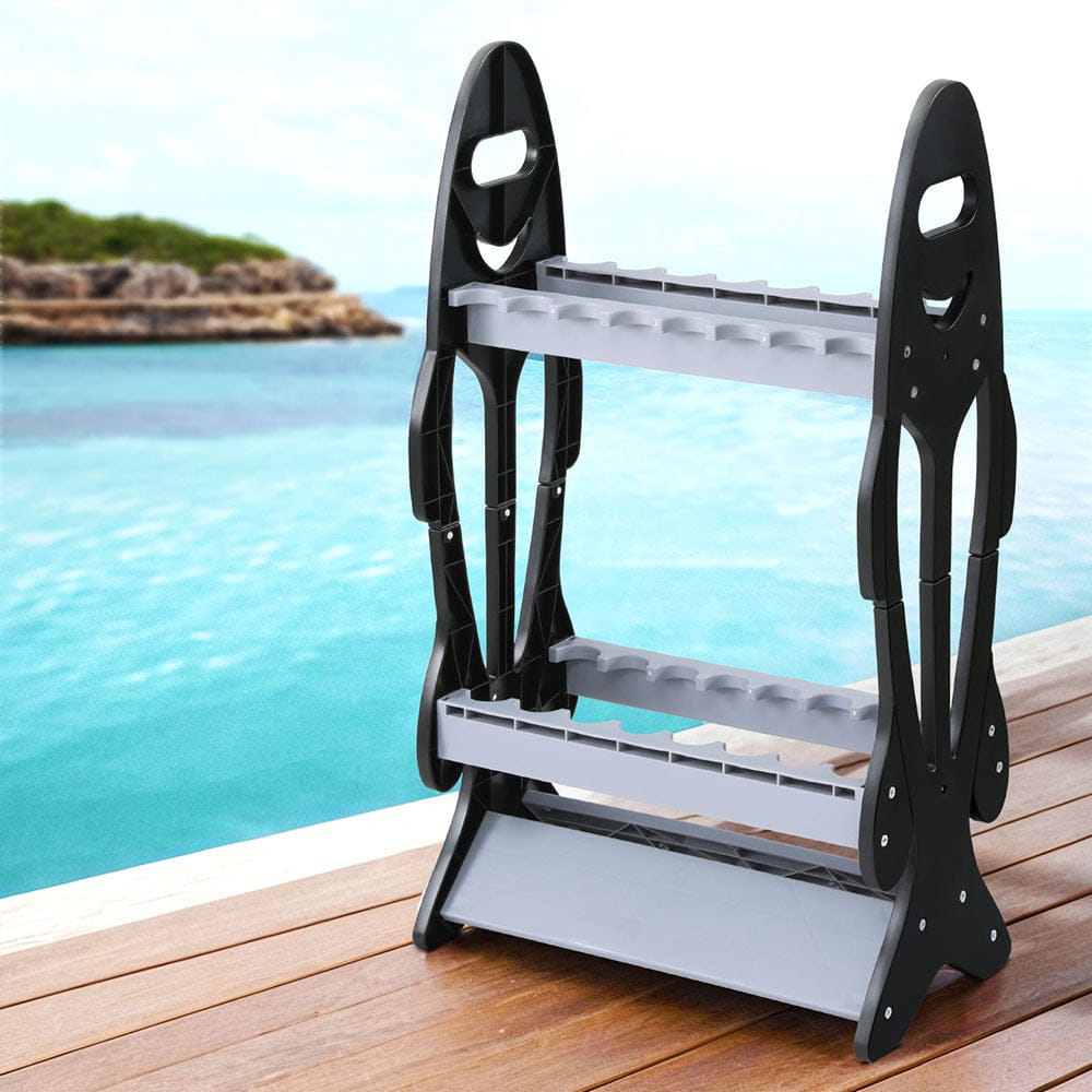 Seamanship Outdoor Recreation > Boating > Boating Accessories Seamanship Fishing Rod Holder 16 Storage Rack Fishing Pole Stand Garage Organizer Holds