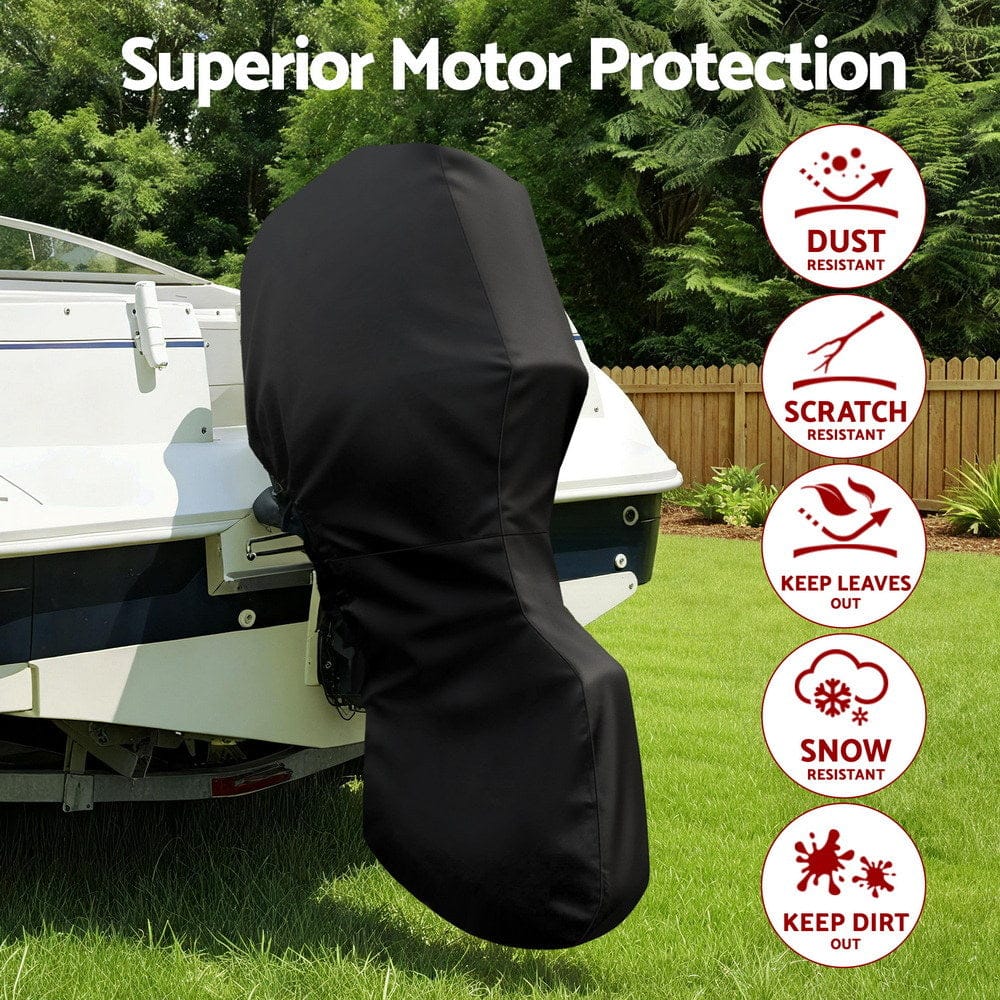 Seamanship Outdoor Recreation > Boating > Boating Accessories Seamanship Full Outboard Boat Motor Engine Cover Dust Rain Protection 100hp -150hp 600D Black