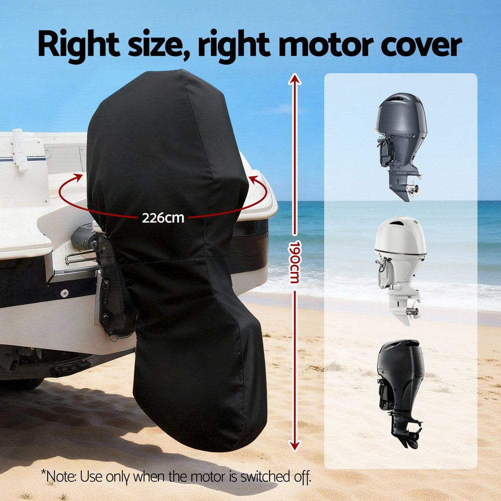 Seamanship Outdoor Recreation > Boating > Boating Accessories Seamanship Full Outboard Boat Motor Engine Cover Dust Rain Protection 100hp -150hp 600D Black