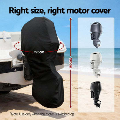 Seamanship Outdoor Recreation > Boating > Boating Accessories Seamanship Full Outboard Boat Motor Engine Cover Dust Rain Protection 100hp -150hp 600D Black