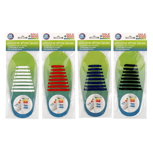 Sole Bodi Shoelaces 16pcs Unisex Easy No Tie Elastic Silicone Shoe Lace Adult Child Shoelaces