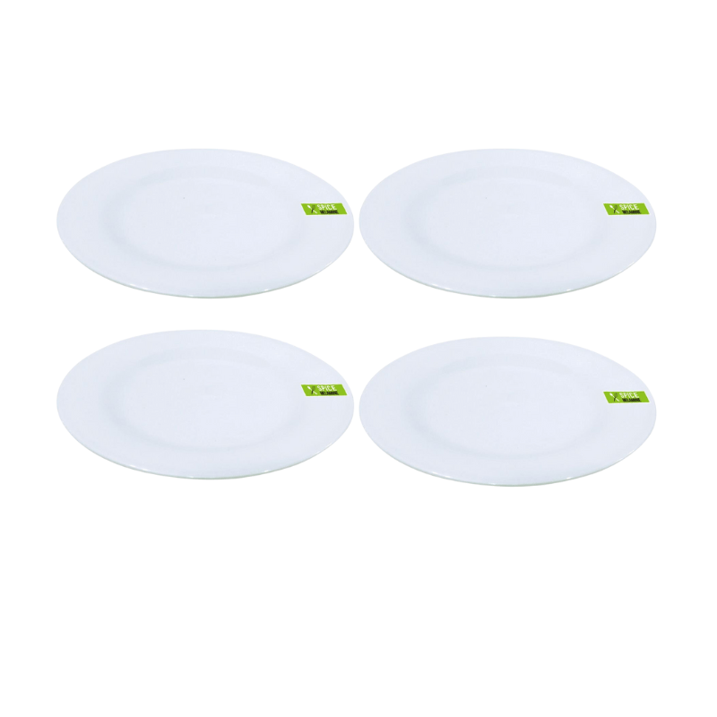Spice 4x White Melamine Round Side Plate 20cm Plastic Dessert Outdoor Party BBQ Picnic