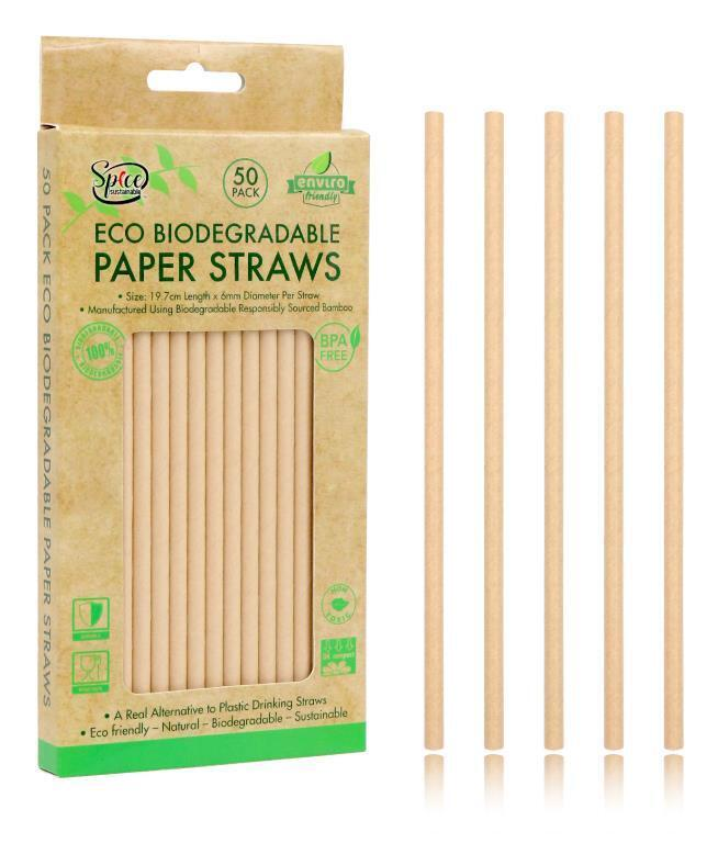 Spice Kicthen Drinking straw 50 x Eco Biodegradable Straw Drinking Brown Paper Bamboo Straws Party Tableware