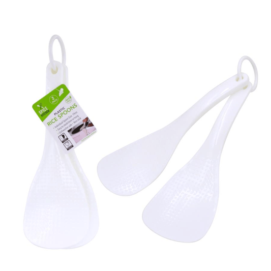 Spice Kicthen Rice Scoop 2x White Dotted Plastic Rice Spoon Spatula Paddle Non-stick Non-toxic Scoop