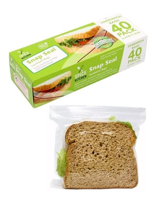 Spice kitchen 120x Zip Seal Sandwich Bags Reusable Snack Lunch Pouches Plastic Zip Lock