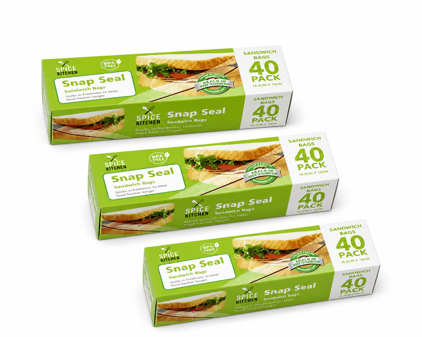 Spice kitchen 120x Zip Seal Sandwich Bags Reusable Snack Lunch Pouches Plastic Zip Lock