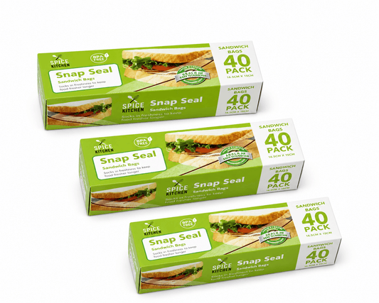 Spice kitchen 120x Zip Seal Sandwich Bags Reusable Snack Lunch Pouches Plastic Zip Lock